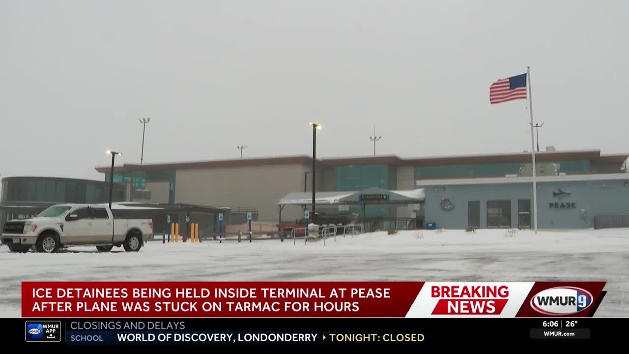 ICE detainees now inside terminal at Pease after being stuck on tarmac for hours