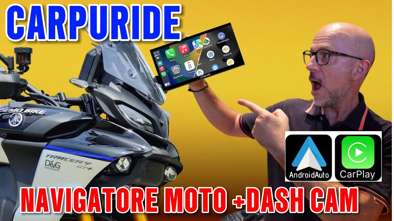 CARPURIDE W603 il Navigatore  da Moto con Android Auto/Apple Carplay e Dash Cam a doppia camera HD