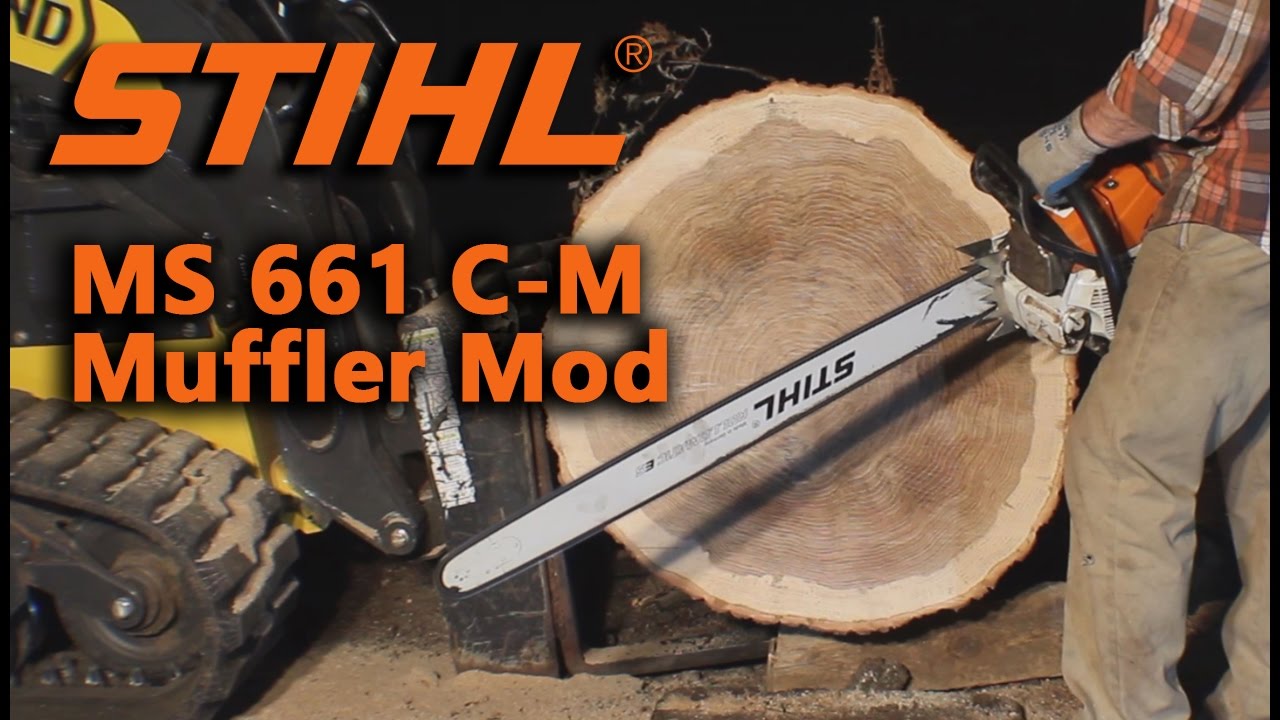 Модификация глушителя Stihl MS 661 C-M: до/во время/после