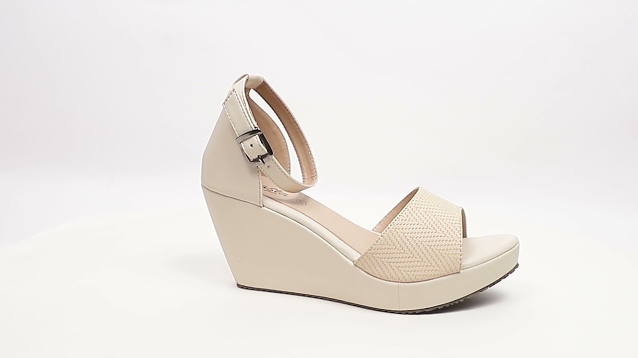 Women's Corduroy Off White Wedges Heels