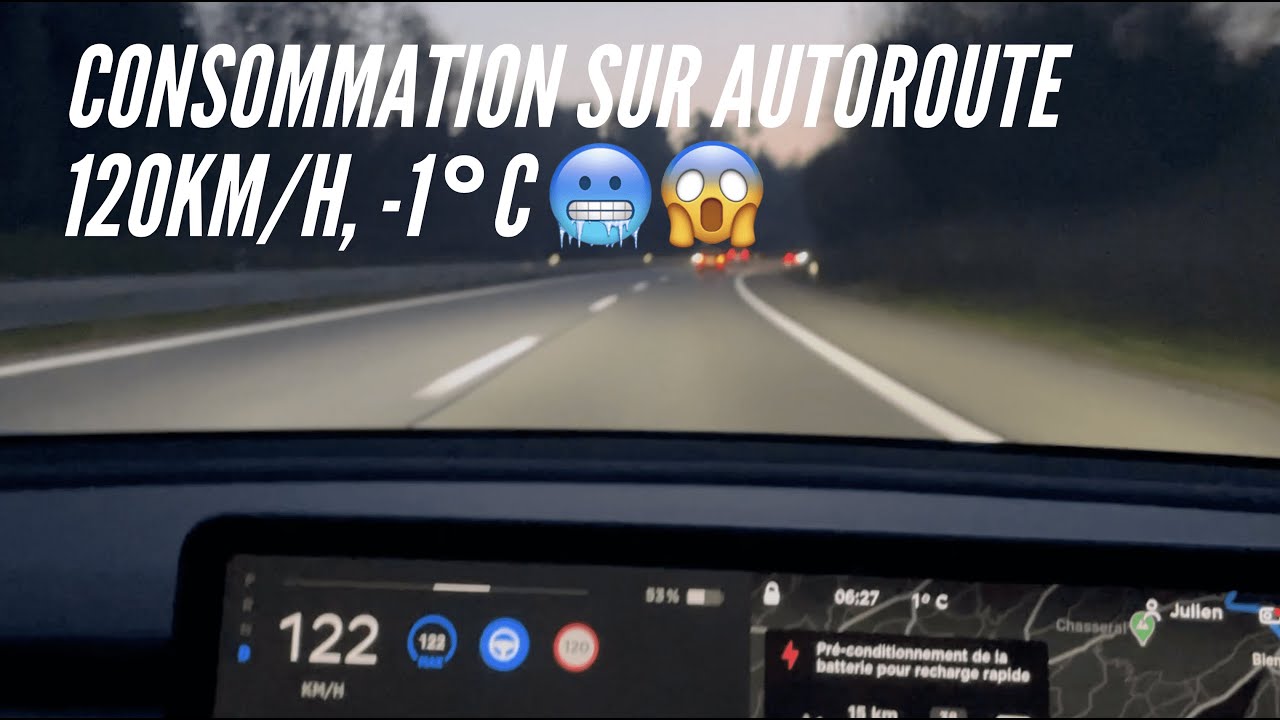 TESLA MODEL 3 SR+: QUELLE AUTONOMIE SUR AUTOROUTE? (120km/h, -1 degr&eacute;s)