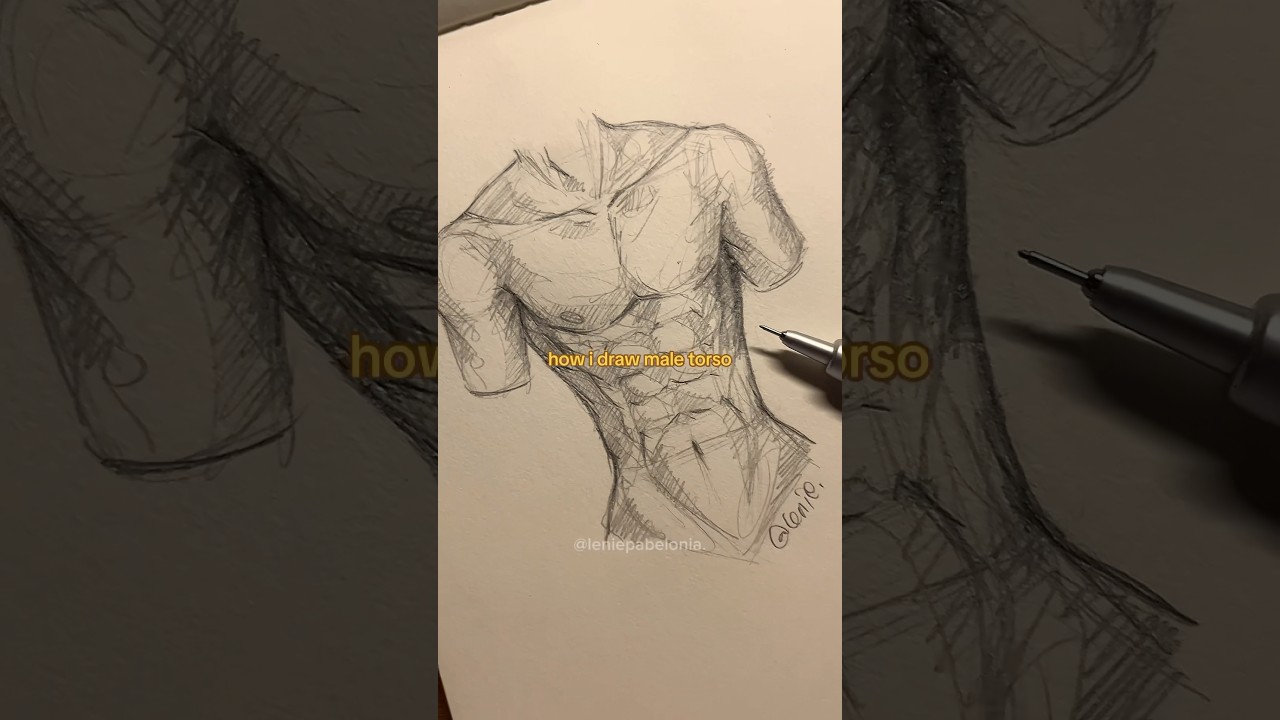 how &ldquo;i&rdquo; draw male torso #drawingstyle #leniepabelonia #tutorial #maletorsotutorial