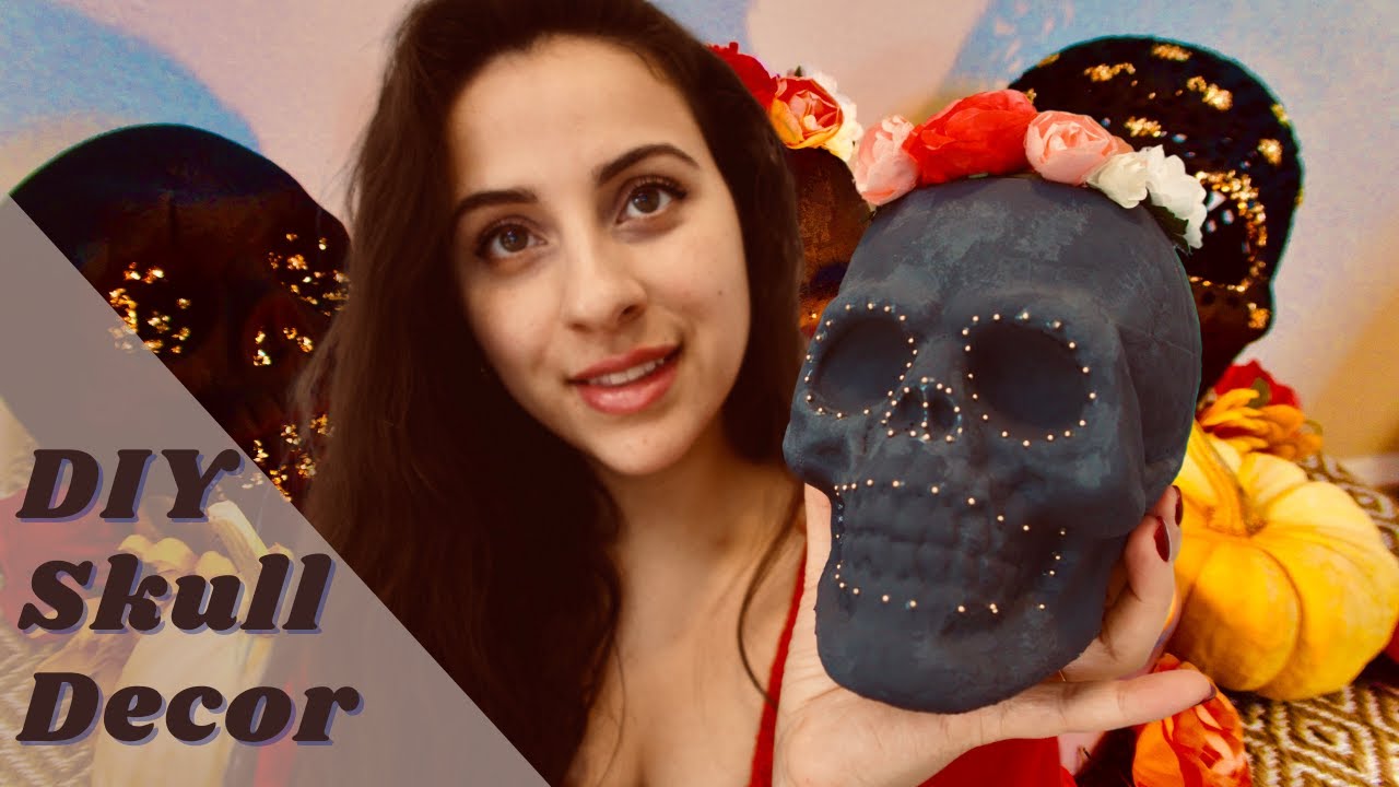 DIY Dollar Store Halloween Skull decor || Day of the Dead Inspired