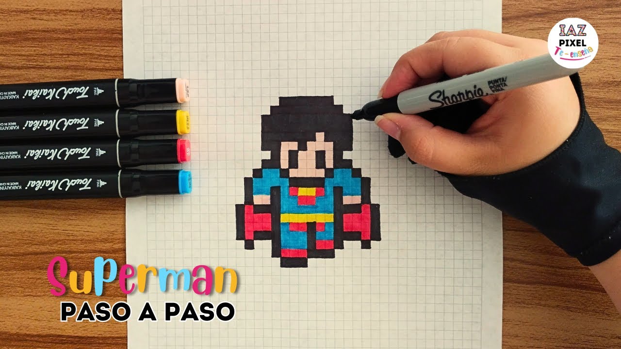 Como pintar a SUPERMAN KAWAII en PIXEL ART – Tutorial paso a paso #pixelart #superman