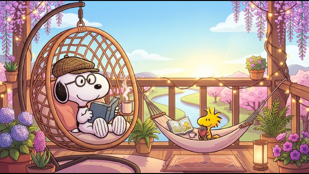 Snoopy’s Chic Spring Café ☕ Smooth Jazz for Deep Focus & Cozy Coffee Mornings 🌸 Relaxing Cafe