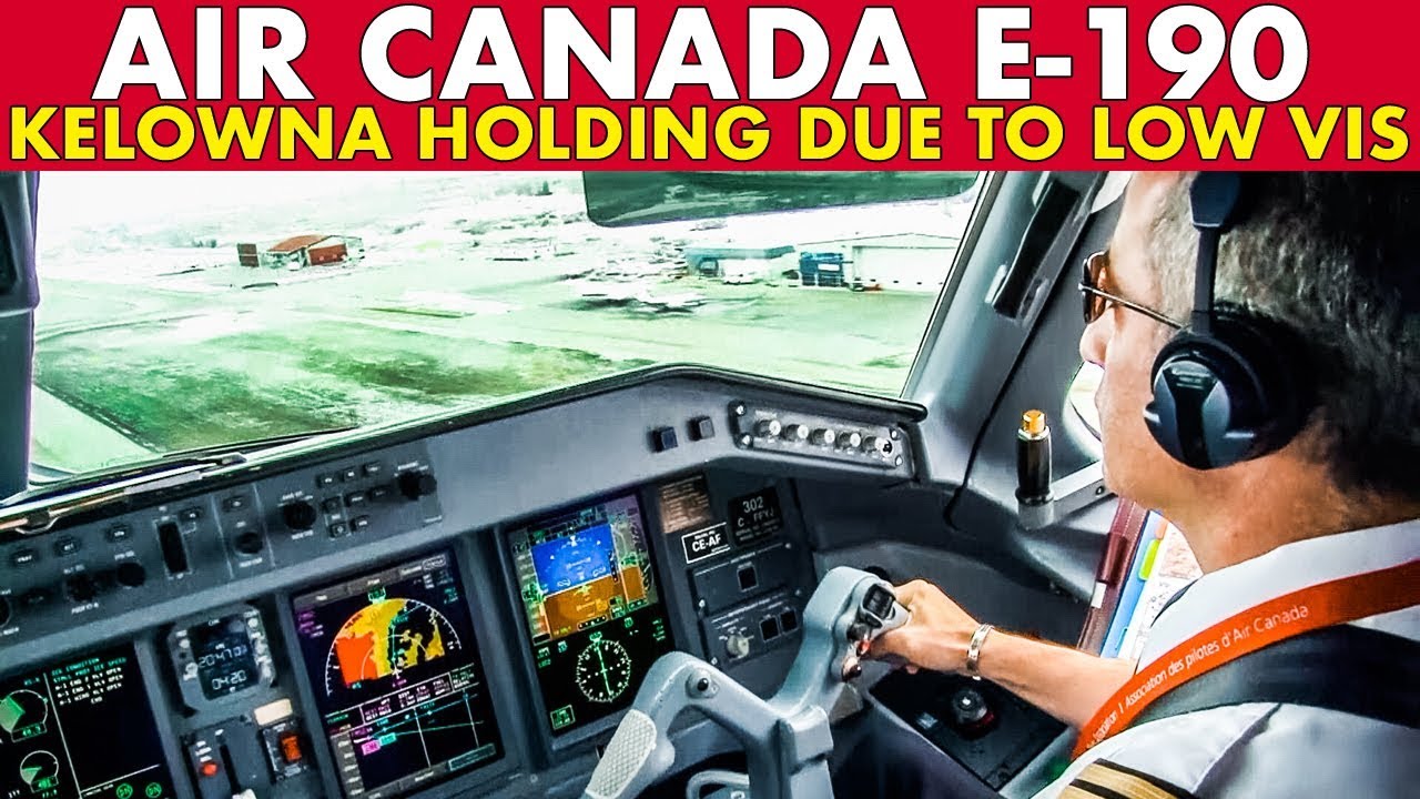 Piloting AIR CANADA E-190 into Kelowna + Weather Holding