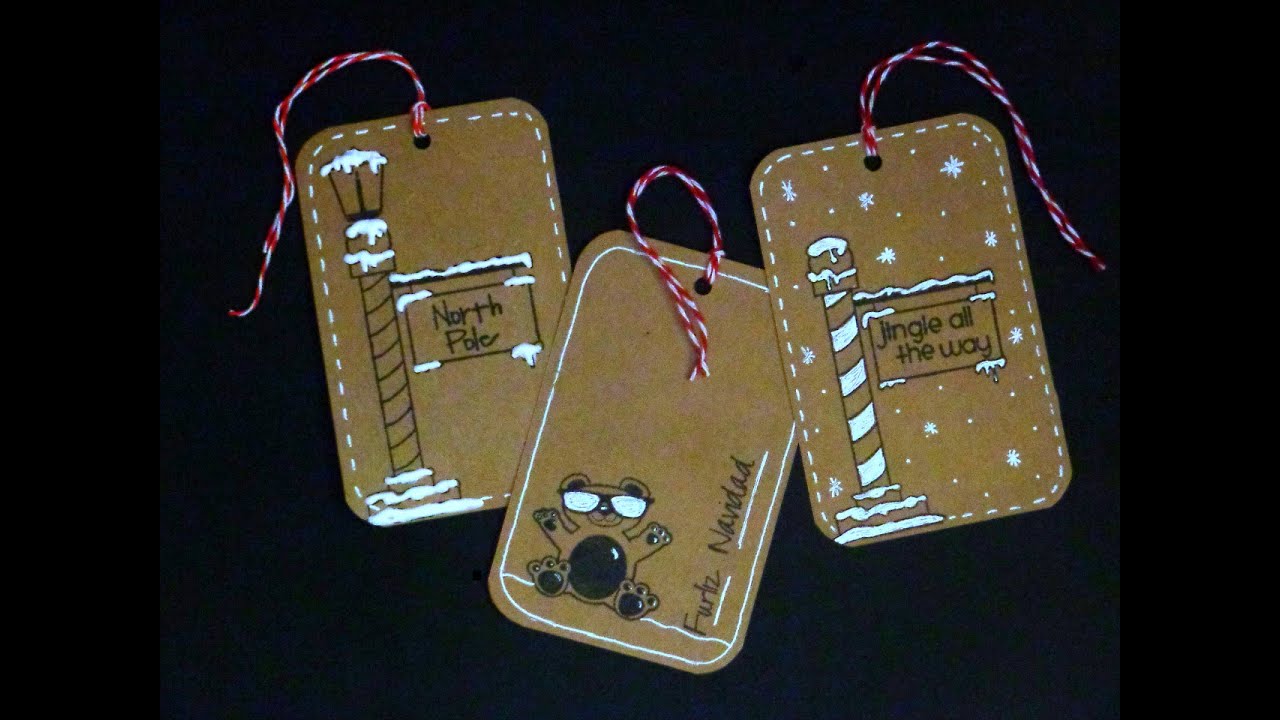 DIY 8 Christmas Tags with One Sheet of Paper and Stamps
