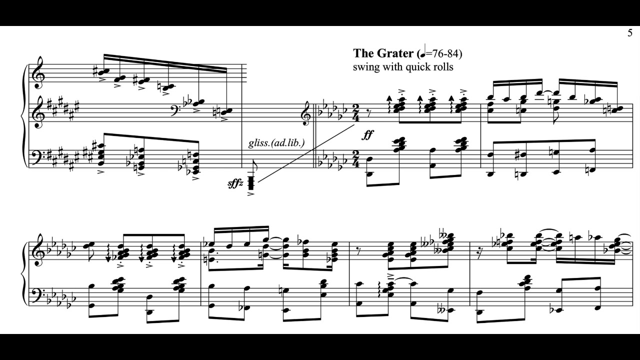 Carter Pann - The Cheese Grater, A Mean Two Step for Piano (1996) [Score-Video]