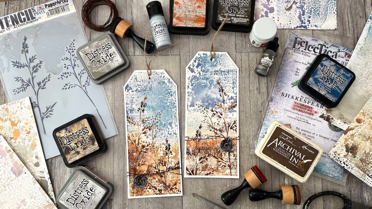 Tag Time - Summer Meadow Stencilling with Distress Inks and Oxides