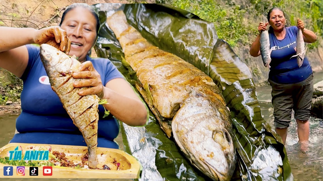 Corvina rellena asada en hojas de guineo | Muy rico y nutritivo🐟😋