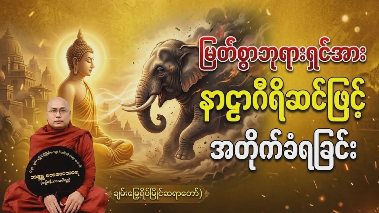 ဒေဝဒတ်၏ မကောင်းကြံစည်မှု – နာဠာဂီရိဆင်ဖြင့် ဘုရားရှင်ကို တိုက်ခြင်း#ချမ်းမြေ့ရိပ်မြ်ိုင်ဆရာတော်