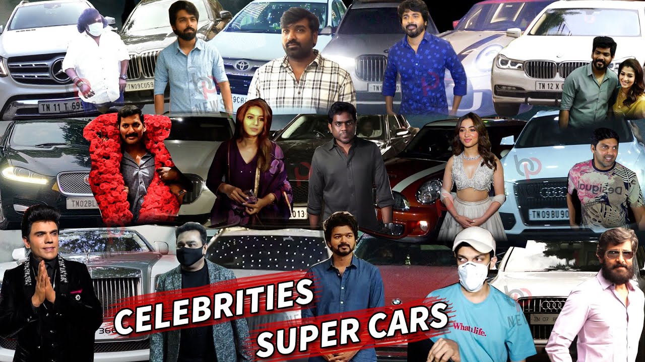 Celebrities With Their Super Cars | Tamil actors car entry | Kollywood celebrities with their cars