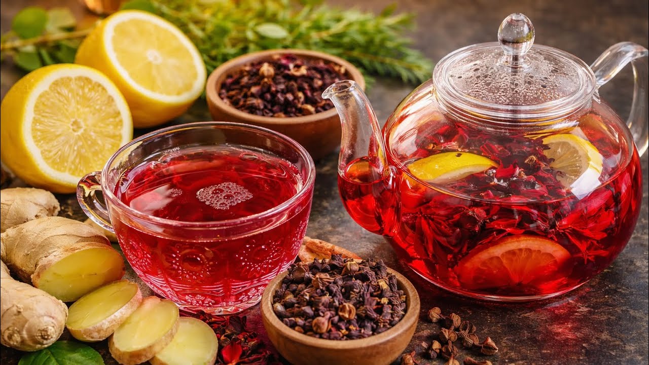 Hibiscus, Ginger, Lemon & Cloves Tea | Simple Herbal Drink