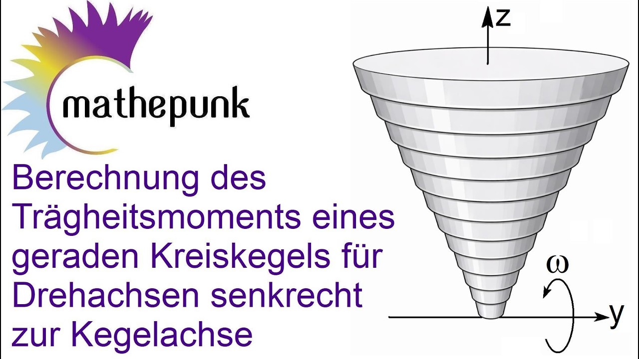 Berechnung der Trägheitsmoments eines geraden Kreiskegels für Drehachsen senkrecht zur Kegelachse