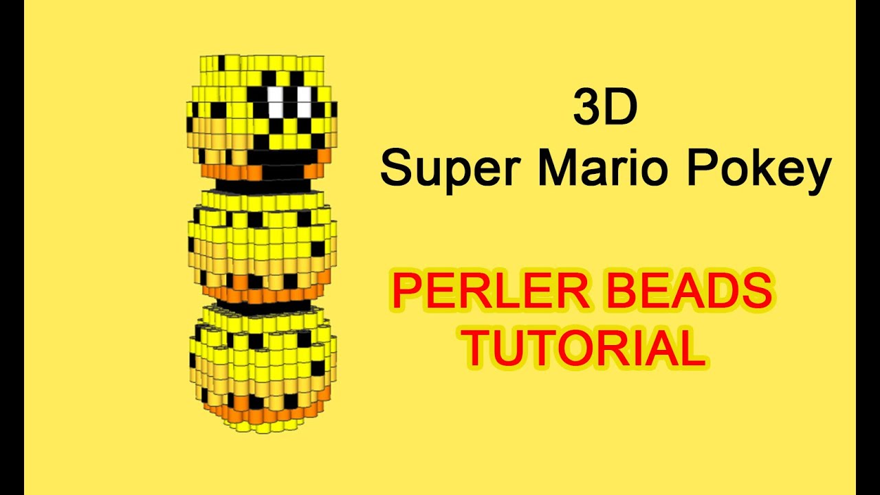 3D pyssla hama beads Super Mario Pokey tutorial how to