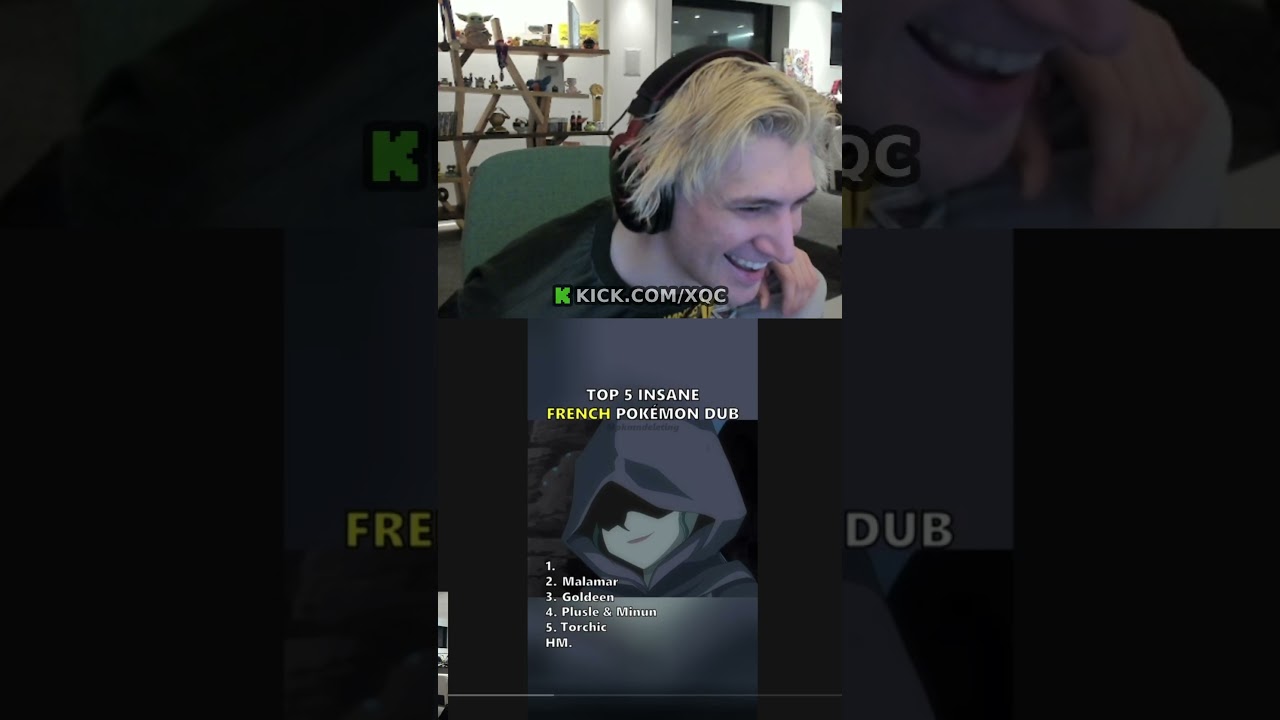 xQc reacts to top 5 French Pok&eacute;mon dub #xqc #pokemon #french #dub