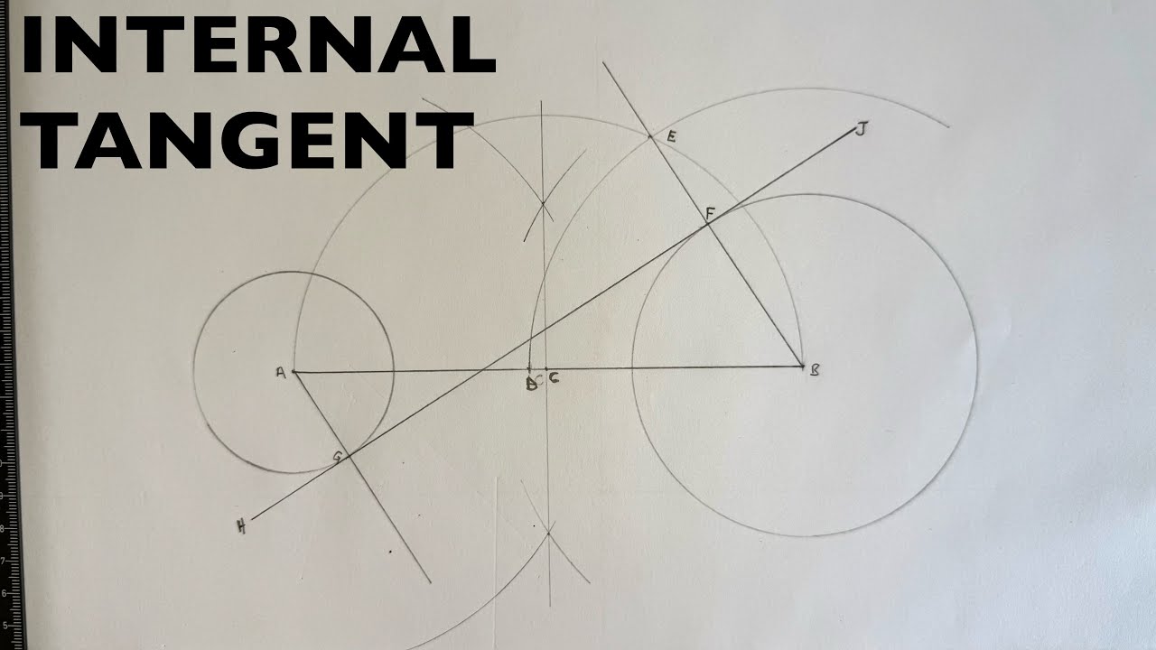 How To Construct A Common Internal Tangent To 2 Unequal Circles Of Radius 3cm and 5cm.