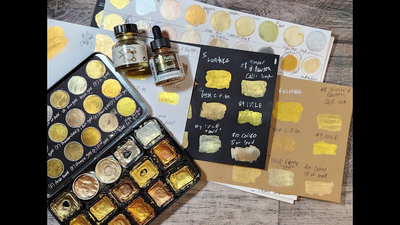 My Top 10 Metallic Gold Paints etc for Coloring Books