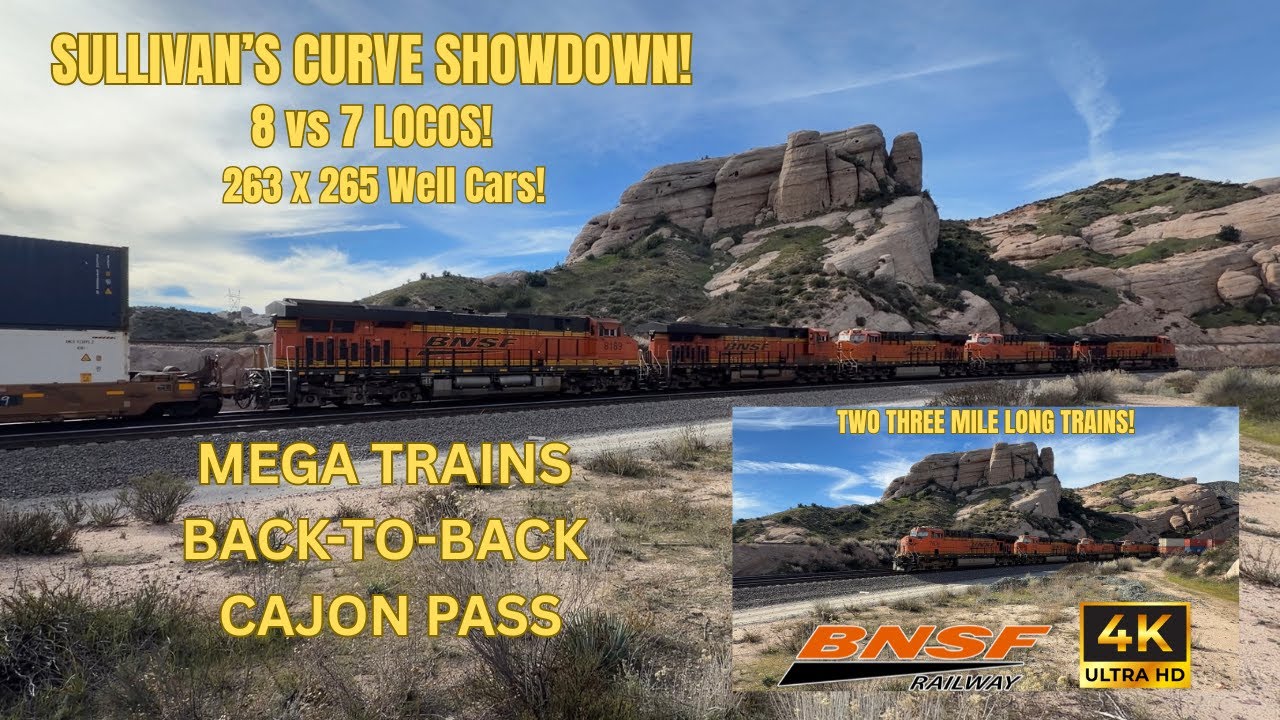 MEGA Train Battle Royale at Sullivan’s Curve | Two 3‑Mile BNSF Stack Trains Meet