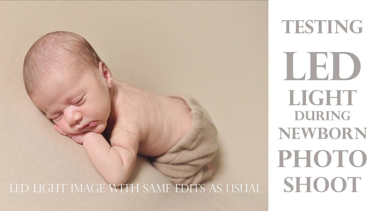 Testing a continuous LED light during a Newborn Baby Photo Shoot