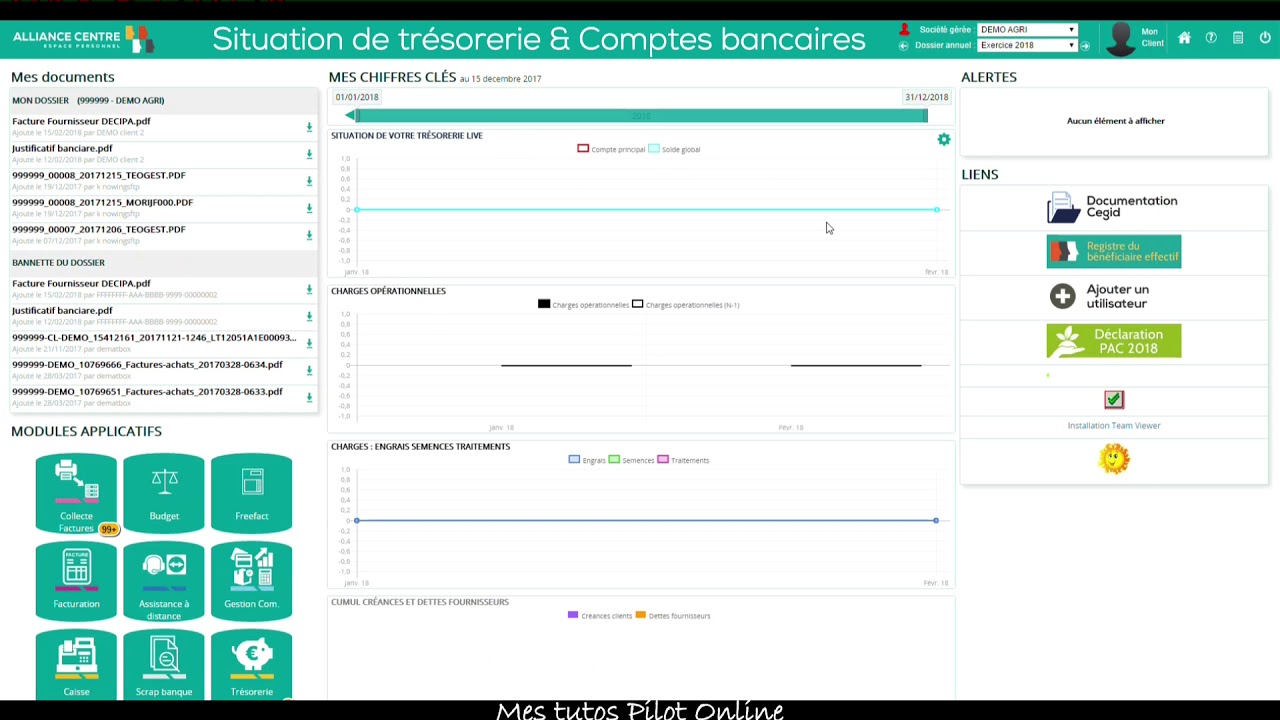 Paramétrage - Situation de trésorerie & comptes bancaires