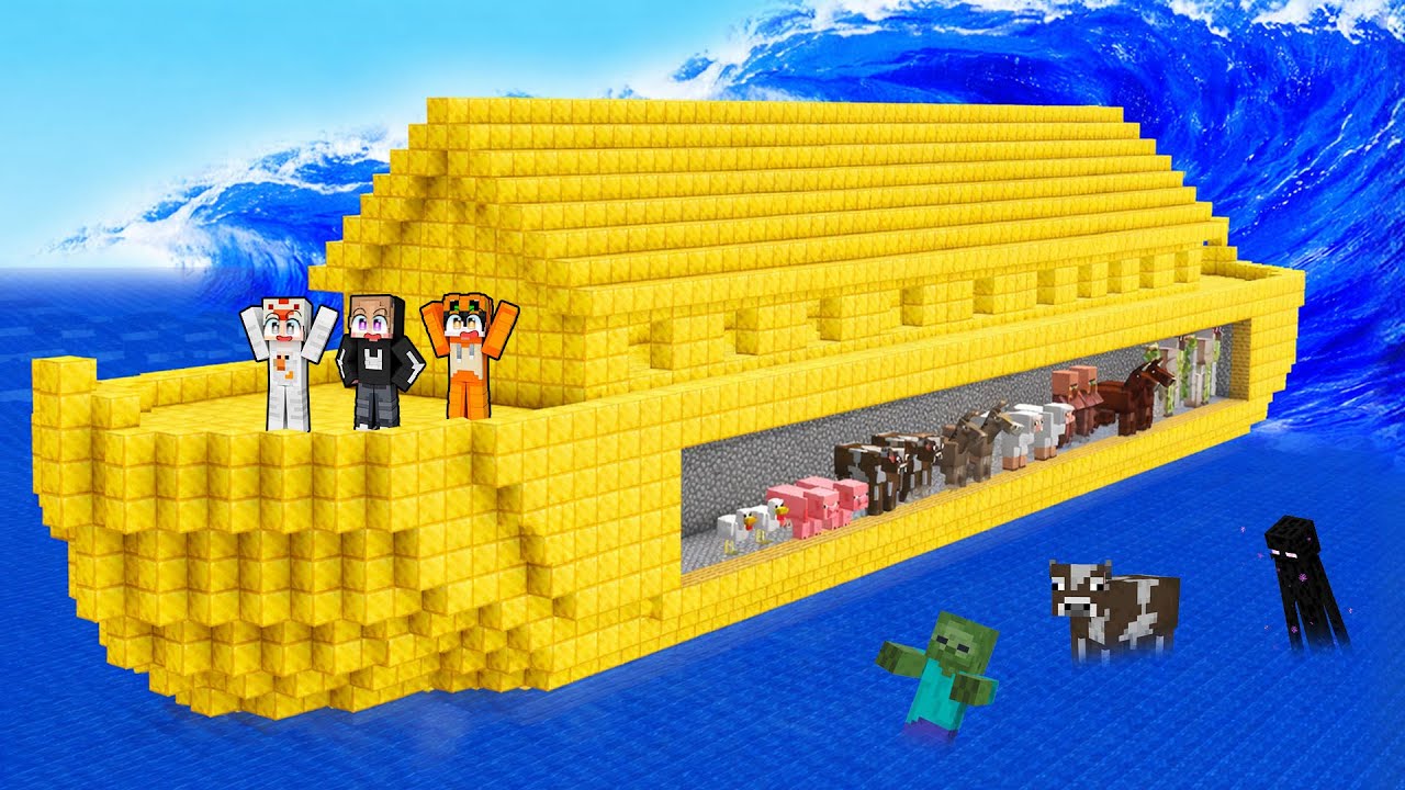 AKU MEMBUAT KAPAL RAKSASA UNTUK MENYELAMATKAN SEMUA MOB DI MINECRAFT!!