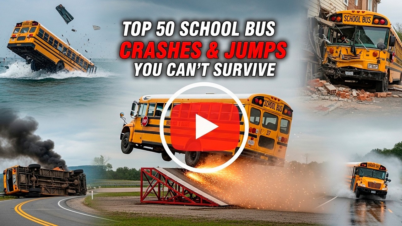 Top 50 School Bus Crashes & Jumps &ndash; BeamNG Drive Yellow School Bus Crash Video