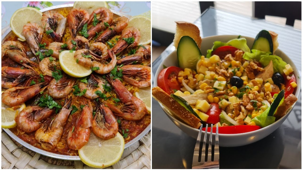 ارز بالكروفات(الجمبري)،سلطة سيزار salade césar