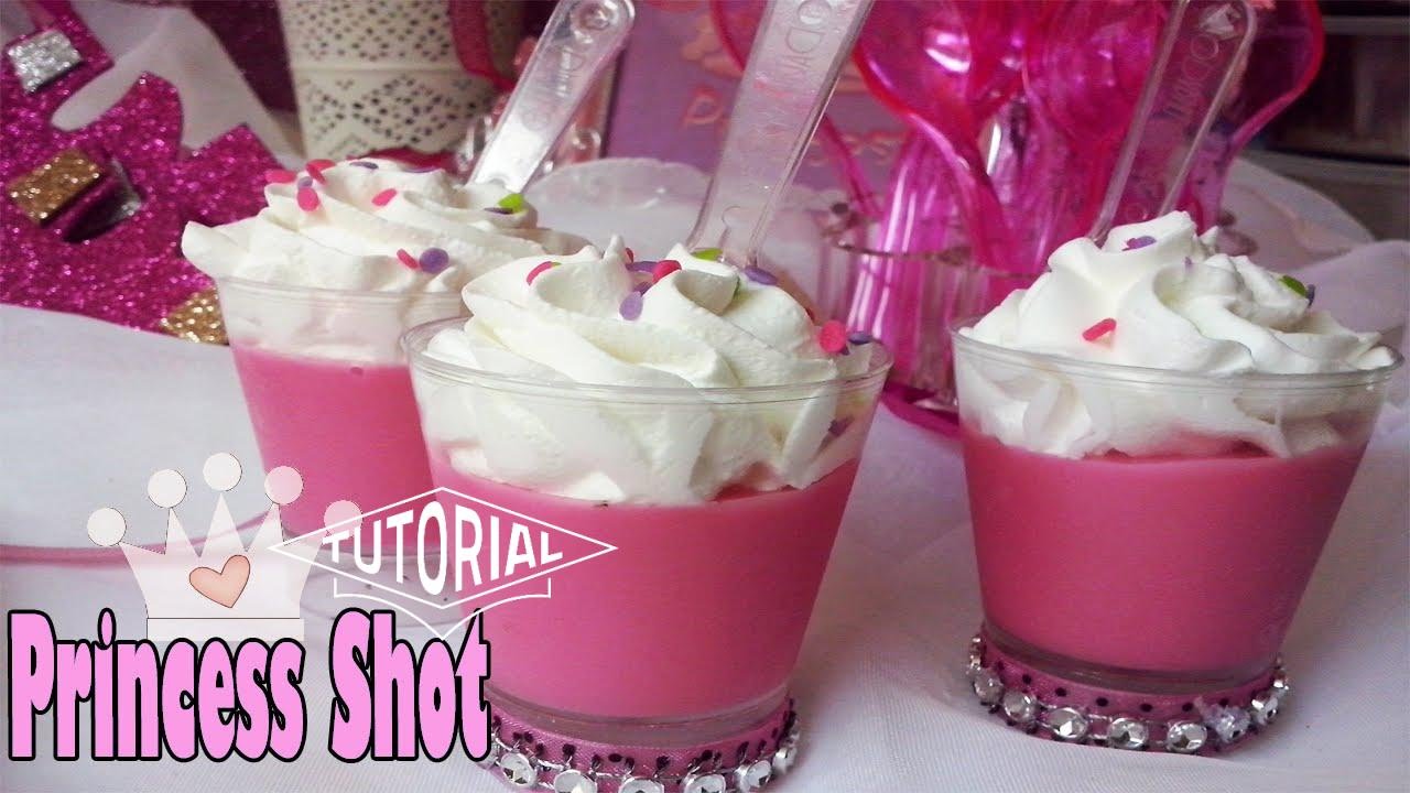 Shots dulces rosado motivo de princesas para candy bar