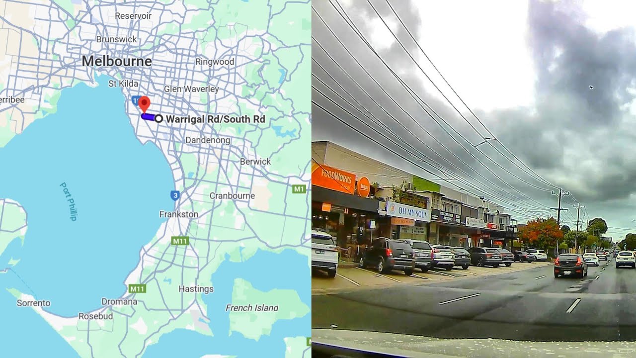 DASH CAM AUSTRALIA MELBOURNE. Driving along South Rd, Moorabbin.