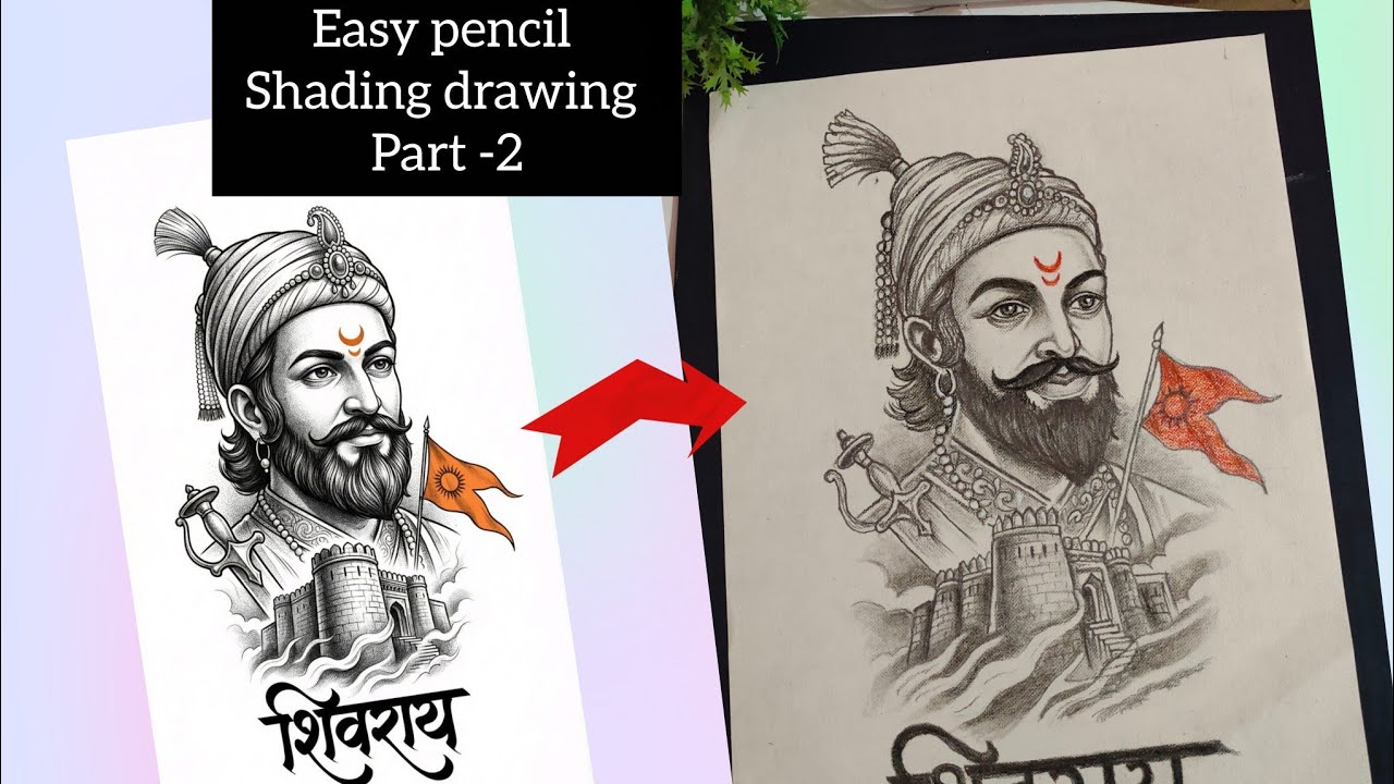 Easy Chhatrapati Shivaji Maharaj Drawing with pencil shading//charcoal and graphite pencil tutorial 