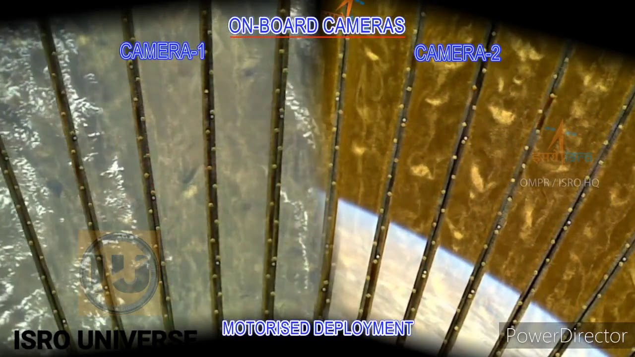Radial Rib Antena deployment of Earth Observation Satellite (EOS-01) as observed by onboard camera
