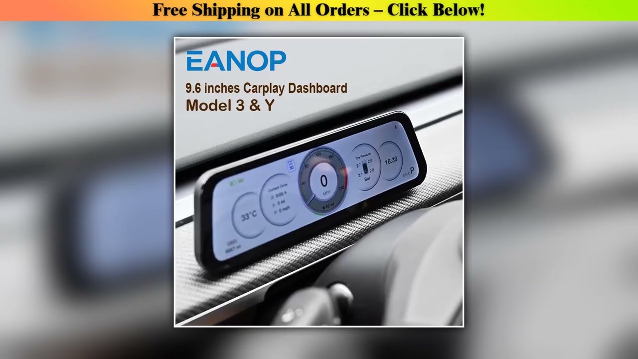 EANOP 9.6" Smart Touch Dashboard Display Carplay Screen For Tesla Model 3 & Y New Y Juniper OTA