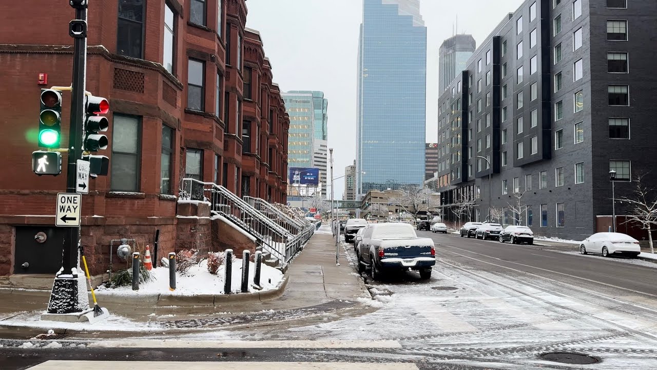 Blustery Morning Walk in the Snow | Downtown Minneapolis | 9th St and 8th St | November 26, 2025