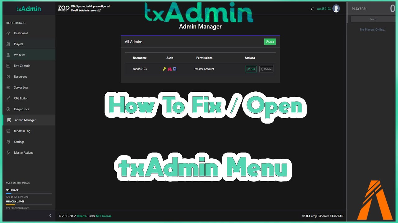 How To Open txAdmin Menu /  Fix txAdmin Menu Not Opening
