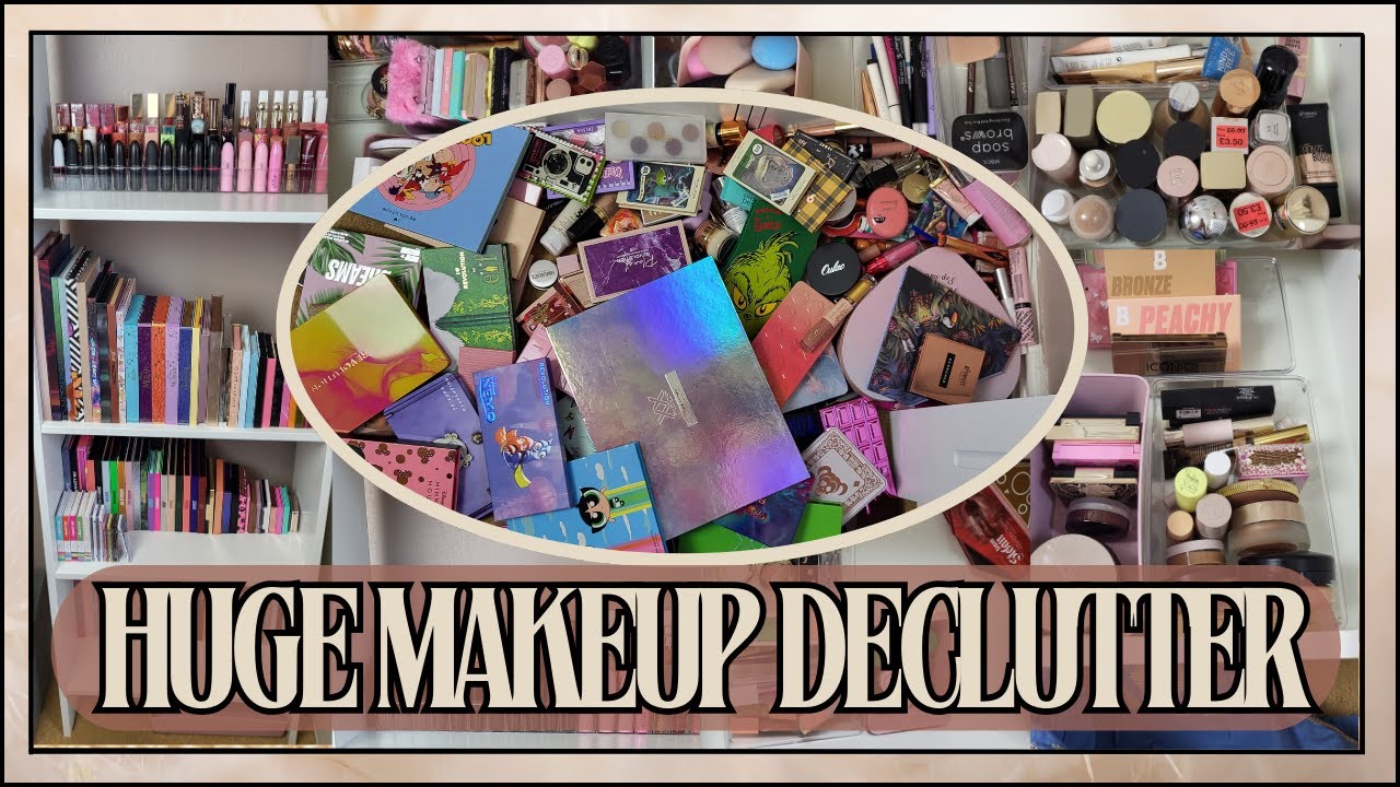 HUGE MAKEUP COLLECTION DECLUTTER 2024 ORGANIZING MY MAKEUP | Clare Walch
