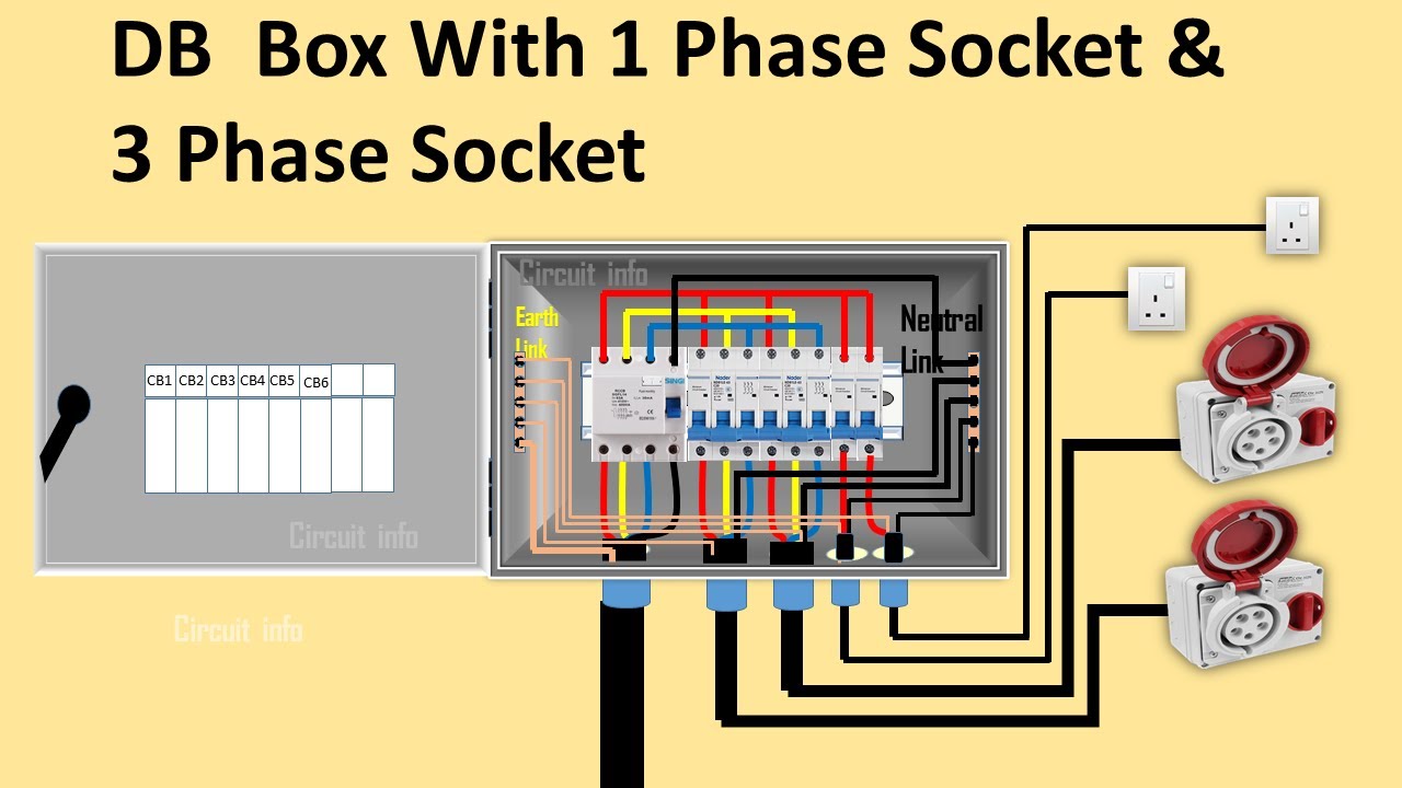Single and Three Phase DB Wiring Diagram / Single phase & Three Phase Socket connection / Circuit