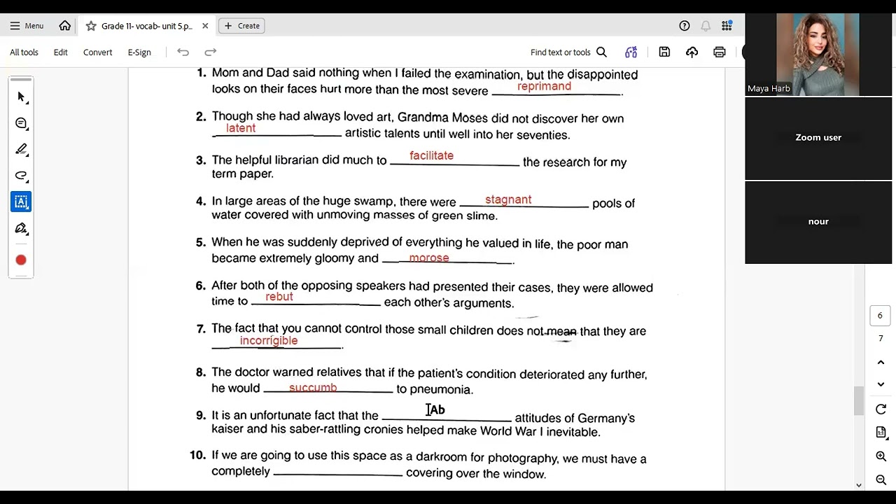 Vocabulary Workshop- Unit 5- pages 67-68