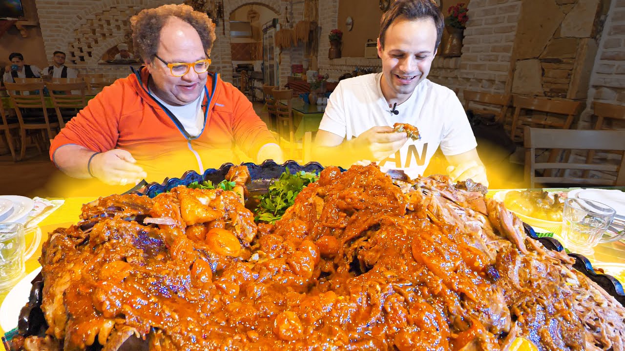EXTREME Food in Iran!! Whole DINOSAUR LAMB PLATTER!!! + NEVER SEEN Village COOKING of Iran!