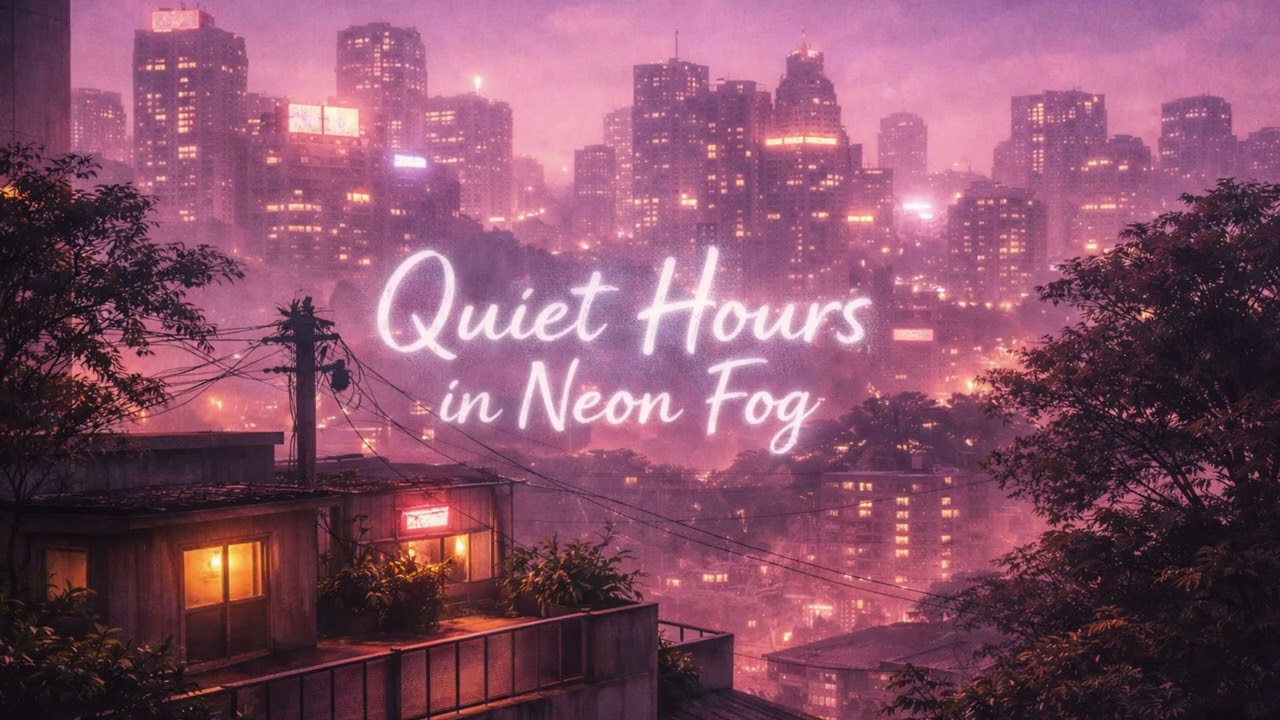 Rain Tapping on Neon Glass | Quiet Hours in Neon Fog – Magenta Mist