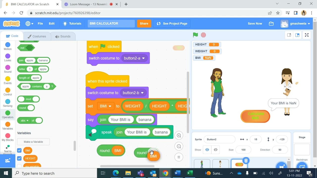 Scratch programming - BMI Calculator