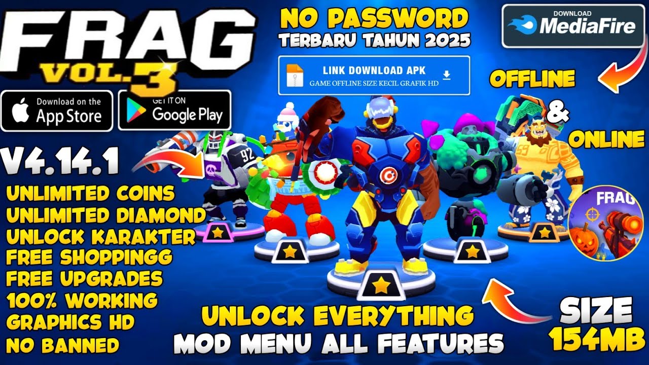 Frag Pro Shooter Mod Apk 4.14.1 New 2025 — неограниченные возможности и разблокировка всех персон...