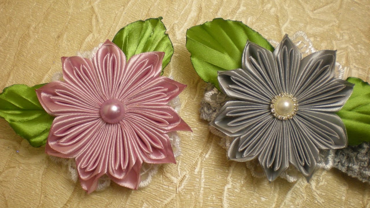 КАНЗАШИ КРАСИВЫЙ Цветок. Новый Лепесток.  Своими Руками /DIY /KANZASHI /Tutorial / Flower./
