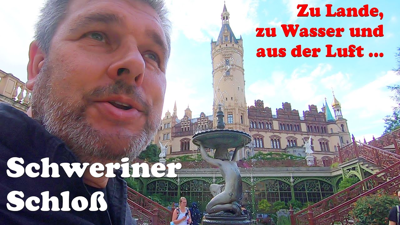 Schweriner Schloss zu Lande, zu Wasser und aus der Luft. Ich miete mir ein Boot und fahre zum Schloß