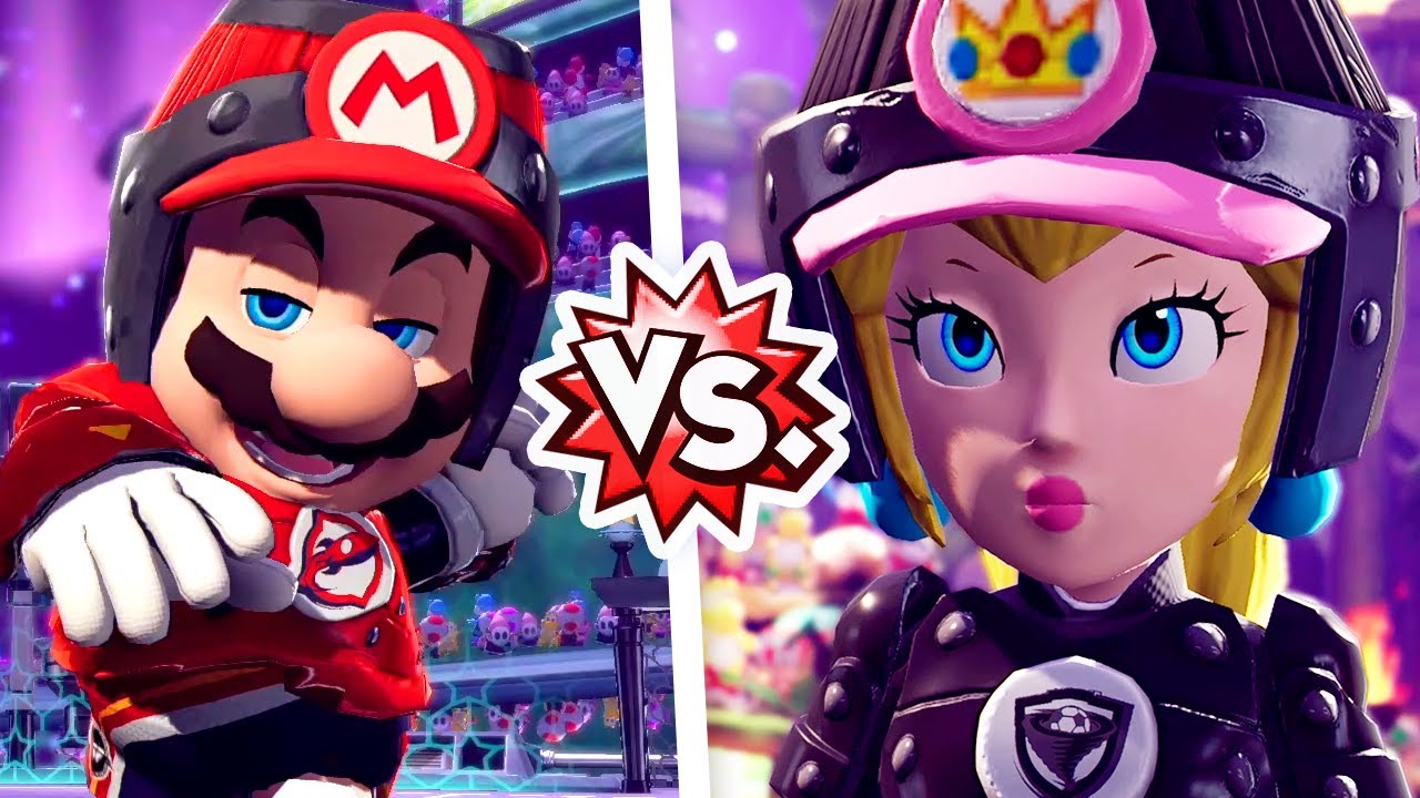 Mario Strikers Battle League - Barrel Mario Vs. Barrel Peach