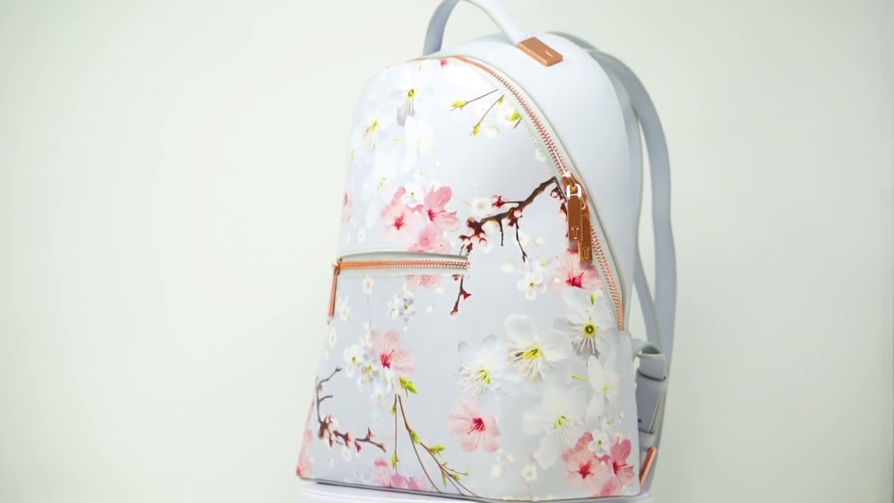 Ted Baker DARISSA Oriental Bloom Light Grey Leather Backpack