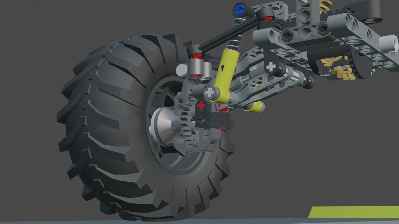 Lego technic Animation front steering suspension in action