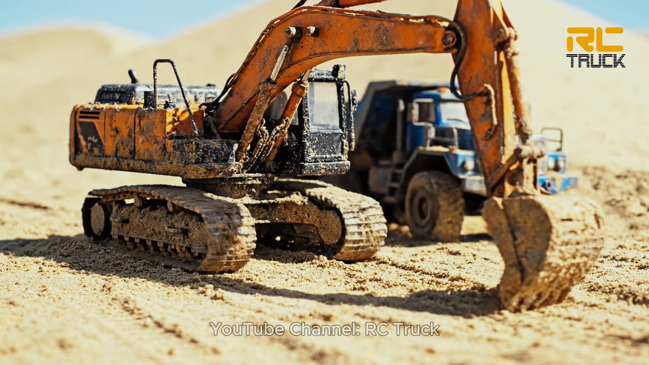 Excavator and Dump Truck head to the big sandbox to dig for a legendary hidden treasure | RC Truck