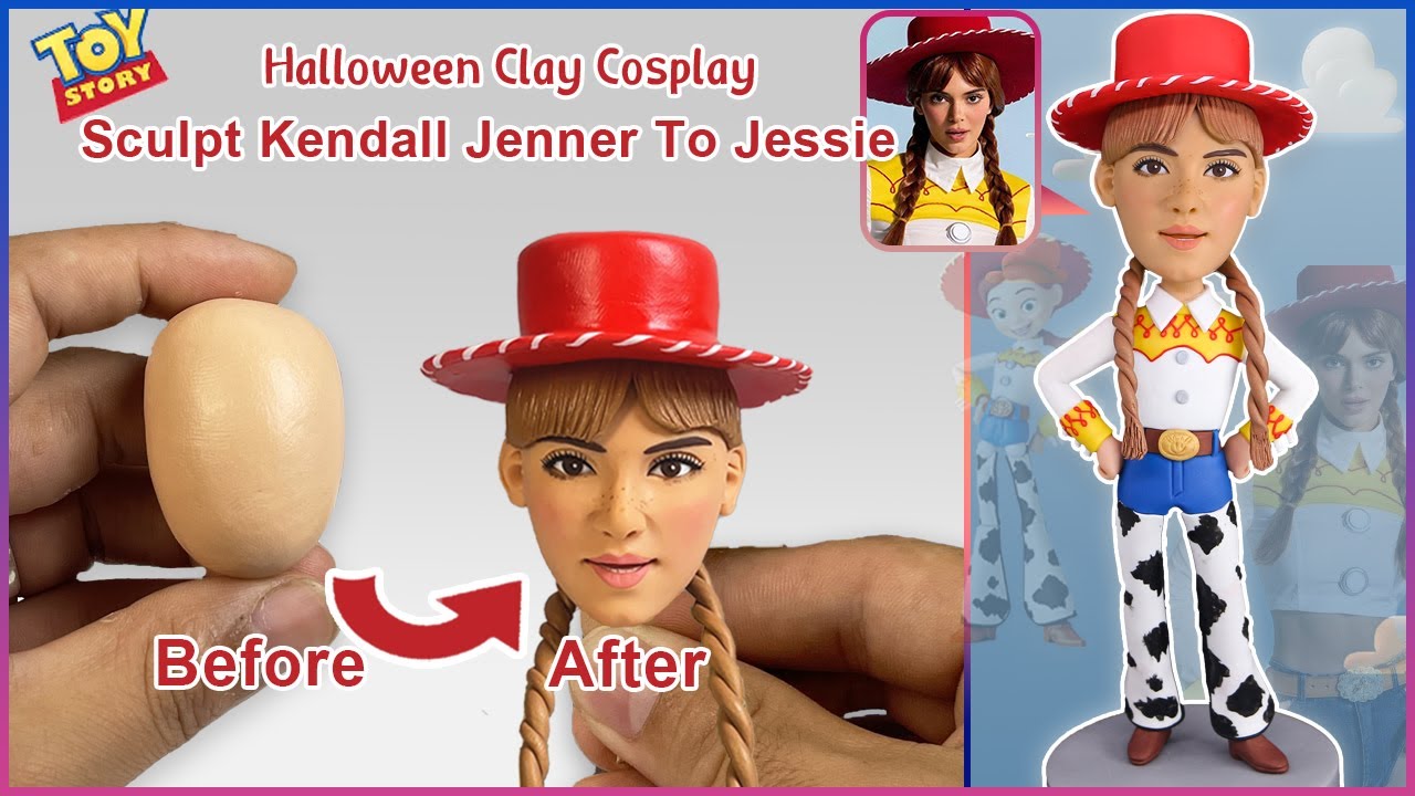 Hand Sculpting Toy Story Jessie Bobblehead From Polymer Clay -   Kendall Jenner’s Halloween Cosplay