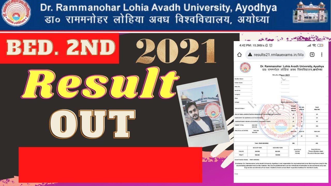 #rmlau BEd 2021 2nd year result declared